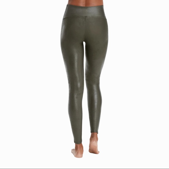 Spanx Faux Leather Leggings in Color Olive - Picture 4 of 6